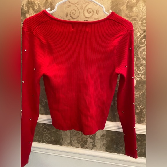 No Boundaries Red Sweater with Embellishments - Picture 3 of 6